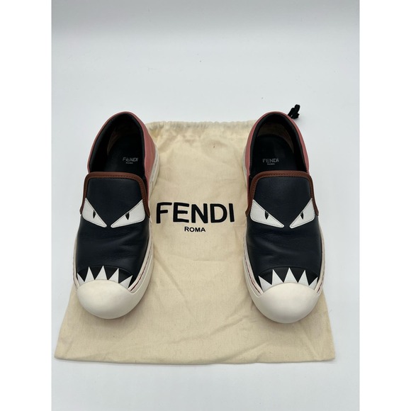 Fendi Pink Leather Monster Bug Slip on Sneakers w/ Dustbag sz 35 - Picture 3 of 9